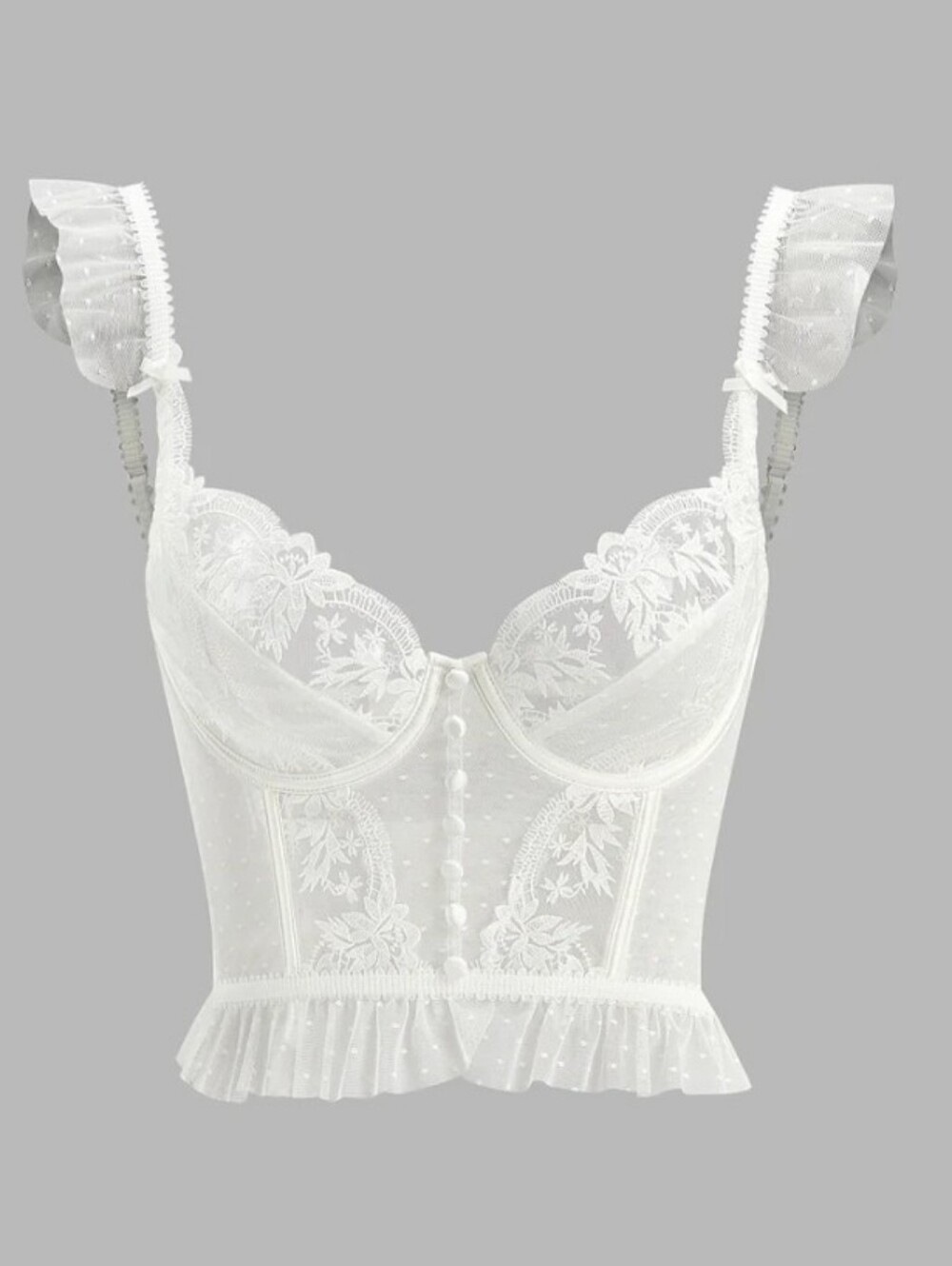 Floral Sheer Lace Mesh Corset Crop Top